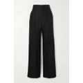 The Row - Hector Satin-trimmed Wool And Silk-blend Straight-leg Pants - Black - US2