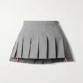 Thom Browne - Grosgrain-trimmed Pleated Wool-blend Mini Skirt - Gray - IT44