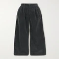 GOLDSIGN - The Edgar Pleated Cotton-corduroy Wide-leg Pants - Dark gray - 27