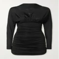 SAINT LAURENT - Open-back Ruched Satin-jersey Mini Dress - Black - XS