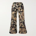 SAINT LAURENT - Floral-print Silk-georgette Flared Pants - Black - IT38
