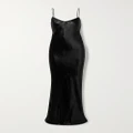 SAINT LAURENT - Draped Hammered Silk-satin Maxi Dress - Black - FR36