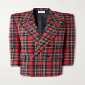 SAINT LAURENT - Checked Double-breasted Wool-blend Blazer - Multi - FR34
