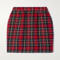 SAINT LAURENT - Pleated Checked Wool-blend Skirt - Multi - FR34