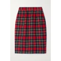 SAINT LAURENT - Pleated Checked Wool-blend Skirt - Multi - FR38