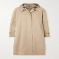 Burberry - Hooded Checked Shell-trimmed Cotton-gabardine Trench Coat - Neutral - UK 4