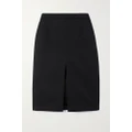 SAINT LAURENT - Satin-trimmed Wool Skirt - Black - FR34