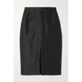 SAINT LAURENT - Pinstriped Wool And Silk-blend Twill Skirt - Black - FR34