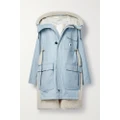 Sacai - + Carhartt Wip Hooded Fleece-trimmed Cotton-blend Canvas Coat - Blue - 1