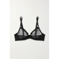 Fleur du Mal - Lace-trimmed Tulle Underwired Soft-cup Bra - Black - 34B