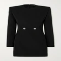 Versace - Button-embellished Grain De Poudre Wool Mini Dress - Black - IT44