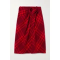 Burberry - Wrap-effect Checked Wool Midi Skirt - Red - UK 12