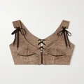 Jean Paul Gaultier - + Knwls Leather-appliquéd Mélange Stretch-cotton Bustier Top - Brown - FR36