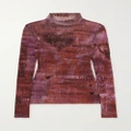 Jean Paul Gaultier - + Knwls Printed Mesh Turtleneck Top - Brick - medium