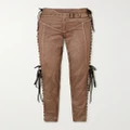 Jean Paul Gaultier - + Knwls Lace-up Stretch Coated-cotton Skinny Pants - Brown - FR34