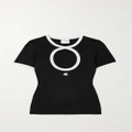 COURREGES - Appliquéd Cutout Cotton-jersey T-shirt - Black - x small