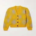 Burberry - Argyle Jacquard-knit Wool Cardigan - Yellow - small