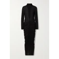 Givenchy - Cutout Ruched Stretch-crepe Turtleneck Gown - Black - FR34