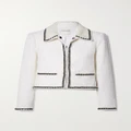 Alice + Olivia - Kidman Cropped Bead-embellished Tweed Jacket - Off-white - medium