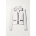 Alice + Olivia - Kidman Cropped Bead-embellished Tweed Jacket - Off-white - medium