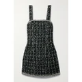 Alice + Olivia - Liran Crystal-embellished Metallic Tweed Mini Dress - Black - US2