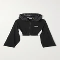 Moncler Genius - + Adidas Originals Cropped Shell-trimmed Paneled Cotton-jersey Hoodie - Black - small