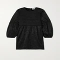 GANNI - Shirred Recycled-cloqué Mini Dress - Black - EU 34