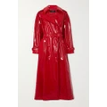 Dolce & Gabbana - Double-breasted Patent Faux Leather Coat - Red - IT46