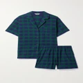 Eberjey - Checked Cotton-flannel Pajama Set - Green - large