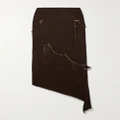 Acne Studios - Keelah Asymmetric Distressed Appliquéd Knitted Midi Skirt - Dark brown - x small