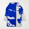 Burberry - Oversized Hooded Appliquéd Wool-jacquard Coat - Blue - small