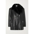 Magda Butrym - Faux Fur-trimmed Leather Jacket - Black - FR40