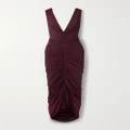 Ralph Lauren Collection - Daemyn Crystal-embellished Ruched Stretch-jersey Gown - Burgundy - US6