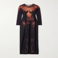 Jean Paul Gaultier - Printed Stretch-satin Jersey Maxi Dress - Brown - small