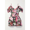 Oscar de la Renta - Cold-shoulder Floral-print Cotton-poplin Mini Dress - Multi - US0