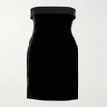 Ralph Lauren Collection - Cantrelle Strapless Silk-twill Trimmed Stretch-velvet Midi Dress - Black - US2