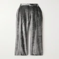 Brunello Cucinelli - Pleated Metallic Velvet Straight-leg Pants - Silver - IT40