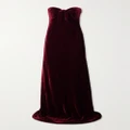 Ralph Lauren Collection - Niles Strapless Bow-embellished Velvet Gown - Burgundy - US2