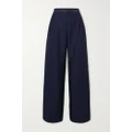 Etro - Pleated Silk-trimmed Cotton And Wool-blend Jacquard Wide-leg Pants - Blue - IT38