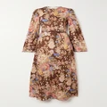 Zimmermann - + Net Sustain August Belted Floral-print Linen Maxi Dress - Chocolate - 0