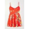 Zimmermann - Alight Shirred Floral-print Linen Mini Dress - 00