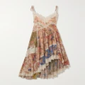 Zimmermann - August Asymmetric Lace-trimmed Paisley-print Silk Midi Dress - Multi - 00