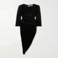 Veronica Beard - Tristana Asymmetric Ruched Stretch-velvet Dress - Black - US0