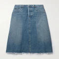 Citizens of Humanity - + Net Sustain Raian Frayed Paneled Organic Denim Midi Skirt - Blue - 24
