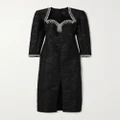 Huishan Zhang - Eleanor Crystal-embellished Cloqué Midi Dress - Black - UK 4