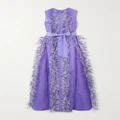 Huishan Zhang - Beau Feather And Grosgrain-trimmed Silk-organza Gown - Purple - UK 6