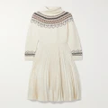 Polo Ralph Lauren - Bluen Intarsia-knit And Recycled Crepe De Chine Turtleneck Maxi Dress - Cream - small