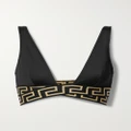 Versace - Vita Twist-front Jacquard-trimmed Bikini Top - Black - 1