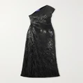 Ralph Lauren Collection - Hadlea One-shoulder Pleated Metallic Silk-plissé Gown - Black - US8