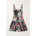 Oscar de la Renta - Hollyhocks Belted Floral-print Cotton Poplin Mini Dress - Multi - US10